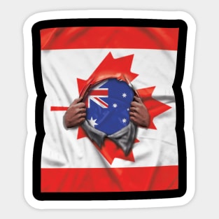 Australia Flag Canadian Flag Ripped - Gift for Canadian From Australia Sticker